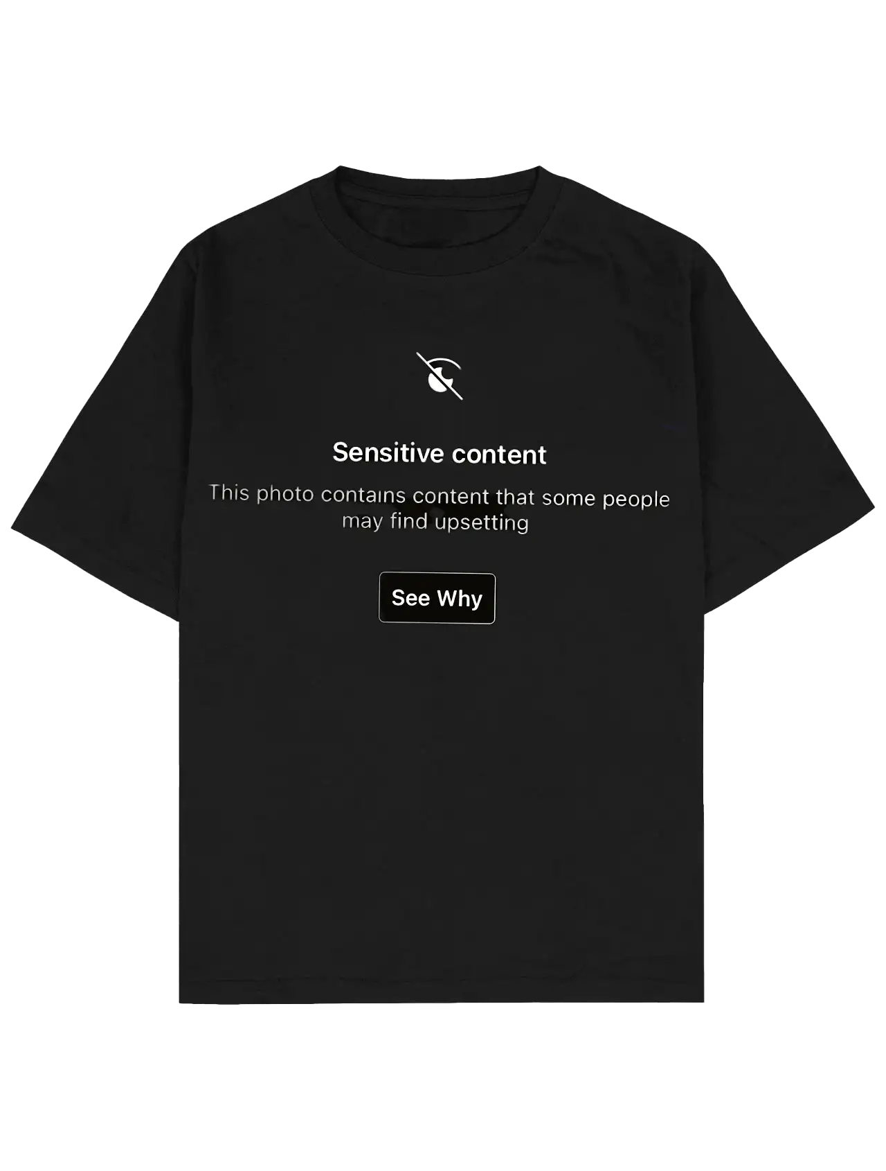Southline Project “SENSITIVE” siyah tişört; göğüste “Sensitive content” ve “See Why” yazılı konsept baskı, minimal ve premium streetwear görünüm #siyah